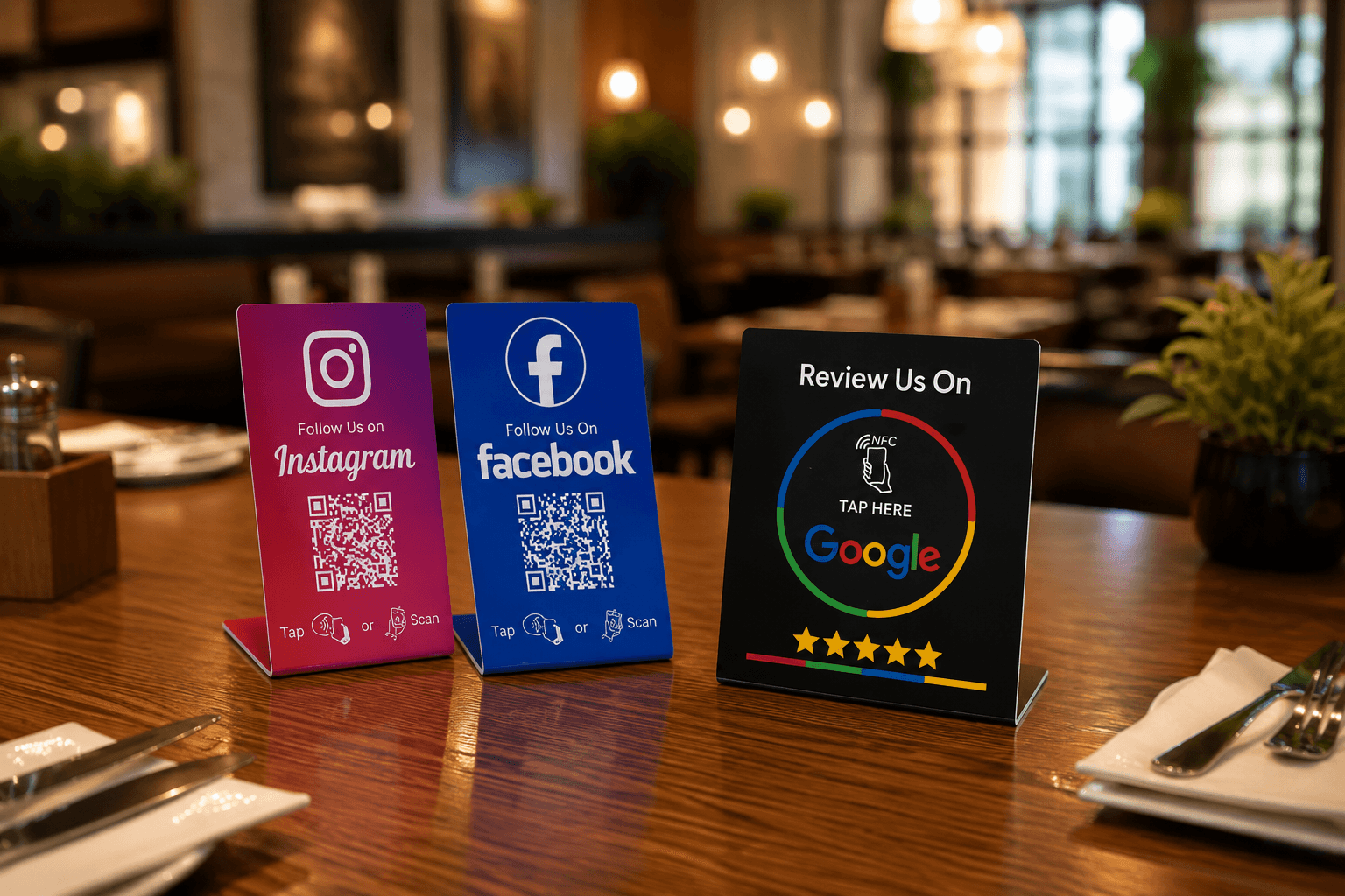 OrderNI NFC stands in a restaurant